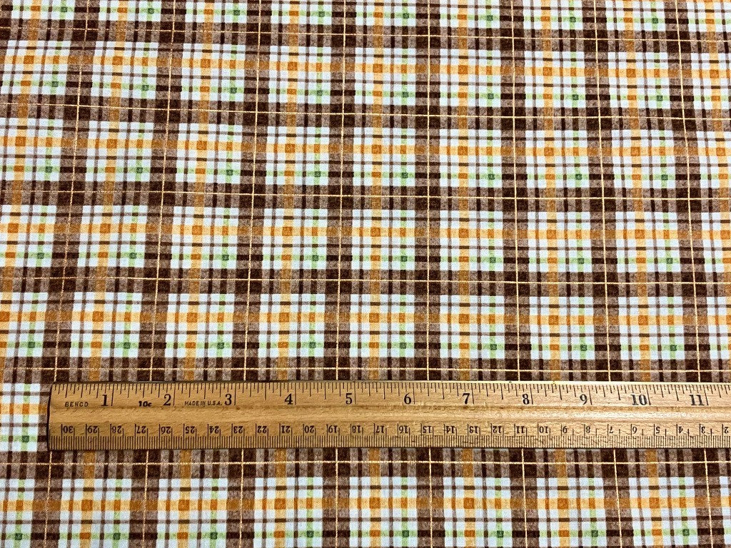 Autumn Elegance Metallic Brown Plaid Cotton Fabric Heavenly Fabric Shop