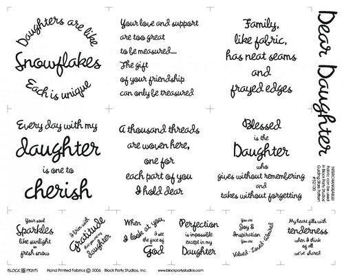 Dear Daughter Charm Squares Fabric Panel