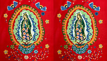 Our Lady of Guadalupe Folklorico Red Cotton Fabric Panel