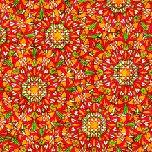 Ambiance Stained Glass Medallions Red Cotton Fabric
