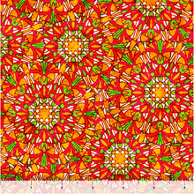Ambiance Stained Glass Medallions Red Cotton Fabric