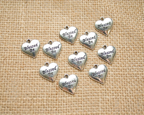 Pocket Prayer Silver Blessed Be Heart Charms Set 10 ct