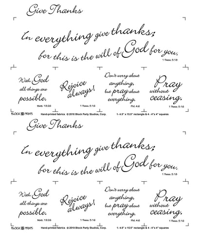 Give Thanks Scripture Verse Fabric Panel