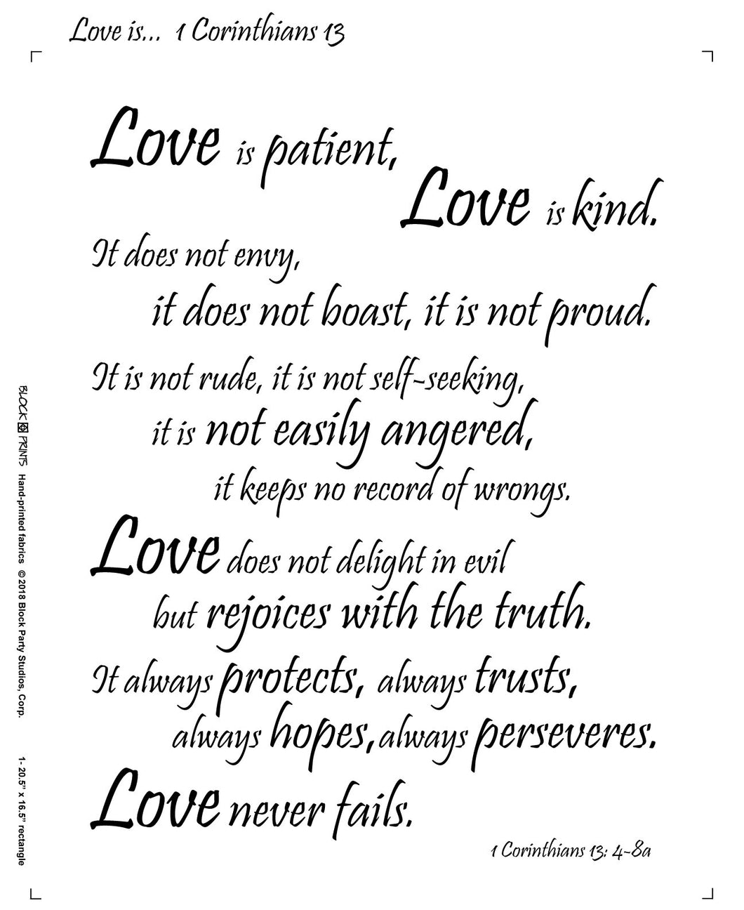 Love Is 1 Corinthians 13 Fabric Panel