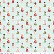 Christmas Village Angels Mint Cotton Fabric
