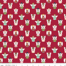 Christmas Village Angels Red Cotton Fabric