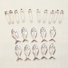 Pocket Prayer Silver Cross Ichthys Charms Set 10 ct