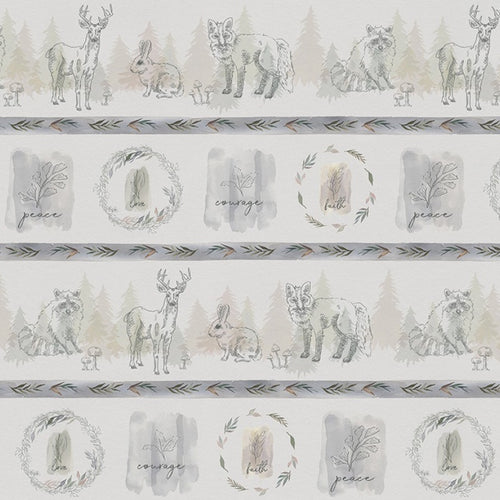 Ethereal Forest Faith Animal Stripe Cotton Fabric