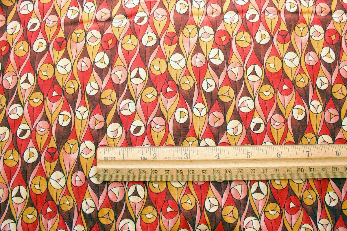 Reflections Buds Brown and Red Stained Glass Cotton Fabric Heavenly