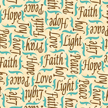 Instruments of Peace Inspirational Words Tan Double Brushed Poly KNIT Fabric