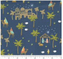 Joyful Joyful Oh Little Town Nativity Midnight Cotton Fabric