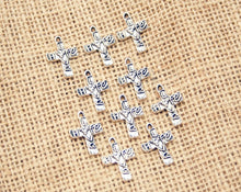 Pocket Prayer Silver Love Hope Cross Charms Set 10 ct