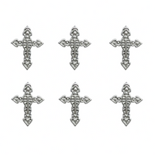 Ornate Silver Cross 6pc Buttons Set