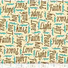 Instruments of Peace Inspirational Words Tan Double Brushed Poly KNIT Fabric