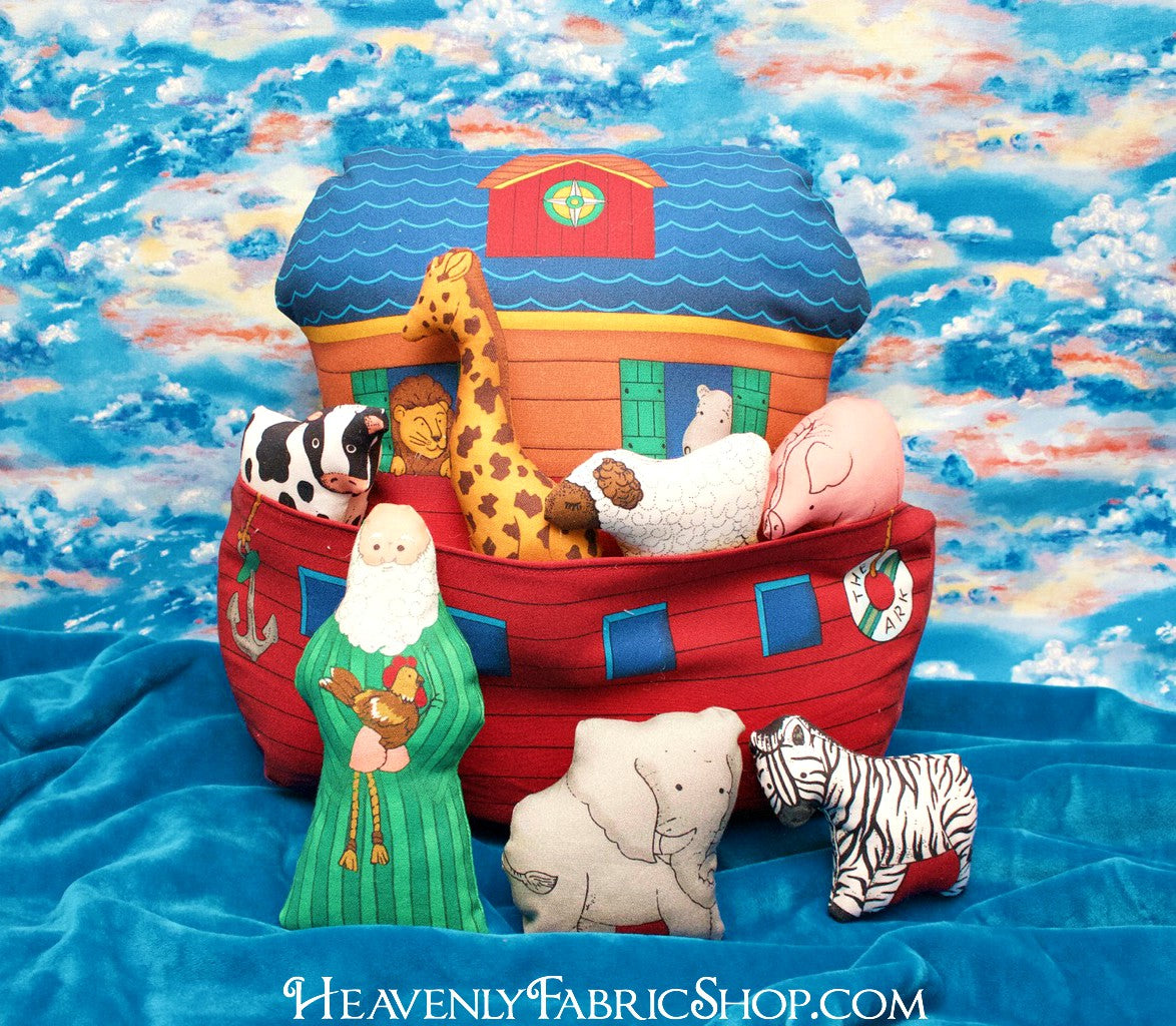 Noah's Ark Soft Toy Set Cotton Fabric Panel – Heavenly