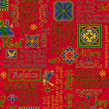 The Nativity Words Red Cotton Fabric