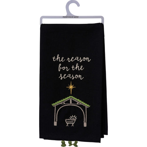 The Reason For The Season Embroidered Cotton Tea Towel