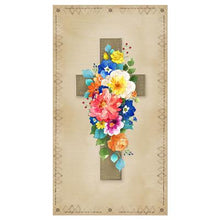 Faith Cross Khaki Cotton Fabric Panel