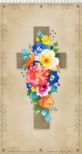 Faith Cross Khaki Cotton Fabric Panel