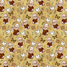 Leo XIV Holy Wave Gold/Burgundy Cotton Fabric