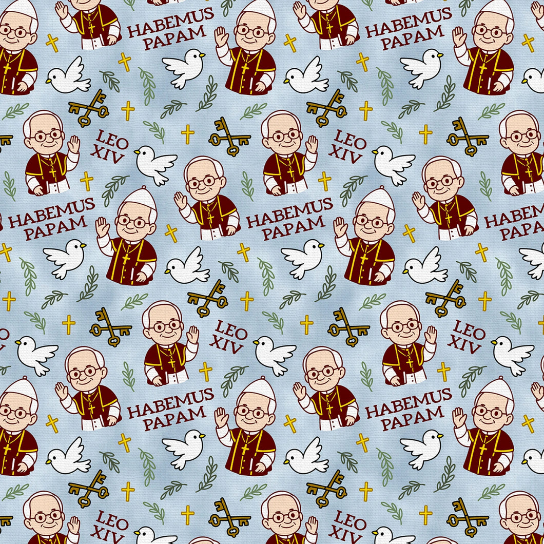 Leo XIV Holy Wave Blue Cotton Fabric