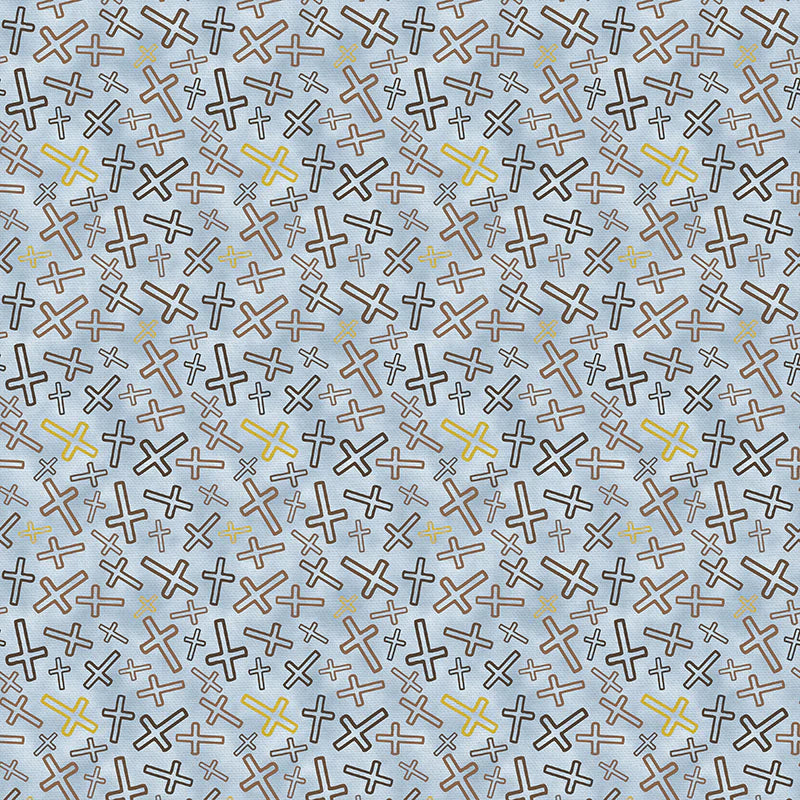 Leo XIV Cross Toss Blue Cotton Fabric