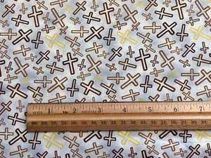 Leo XIV Cross Toss Blue Cotton Fabric