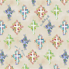 Lamb of God He Is Risen Crosses Cotton Fabric