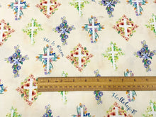 Lamb of God He Is Risen Crosses Cotton Fabric