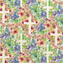Lamb of God Floral Crosses Cotton Fabric