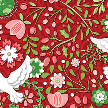 Peace on Earth Doves Garnet Cotton Fabric