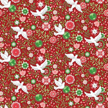 Peace on Earth Doves Garnet Cotton Fabric