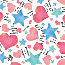 UpWords Hearts and Stars White Cotton Fabric