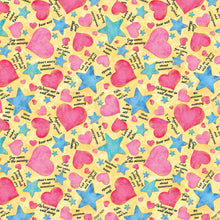 UpWords Hearts and Stars Yellow Cotton Fabric