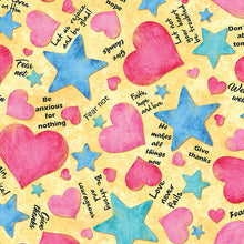 UpWords Hearts and Stars Yellow Cotton Fabric