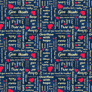 UpWords Scripts Navy Cotton Fabric