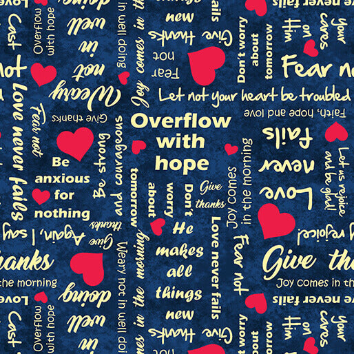 UpWords Scripts Navy Cotton Fabric