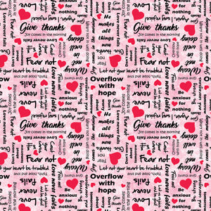 UpWords Scripts Pink Cotton Fabric