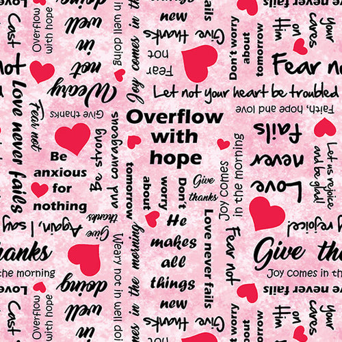 UpWords Scripts Pink Cotton Fabric