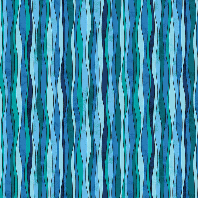 UpWords Waves Teal Cotton Fabric