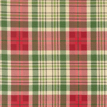 Holiday Cheer Natural Christmas Plaid Cotton Fabric