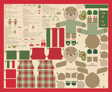 Holiday Cheer Reindeer Stuffies Cotton Fabric Panel with BONUS BUTTONS!
