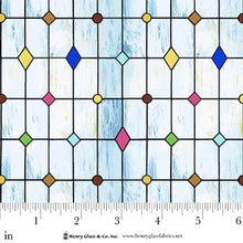 Faith In Full Color Light Blue Multi Geometric Stained Glass Cotton Fabric