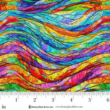 Faith In Full Color Turquoise Multi Wavy Stained Glass Cotton Fabric