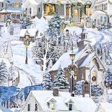 Multi Snowy Village Cotton Fabric