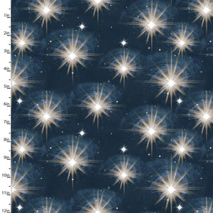 O' Holy Night Navy Northern Star Cotton Fabric