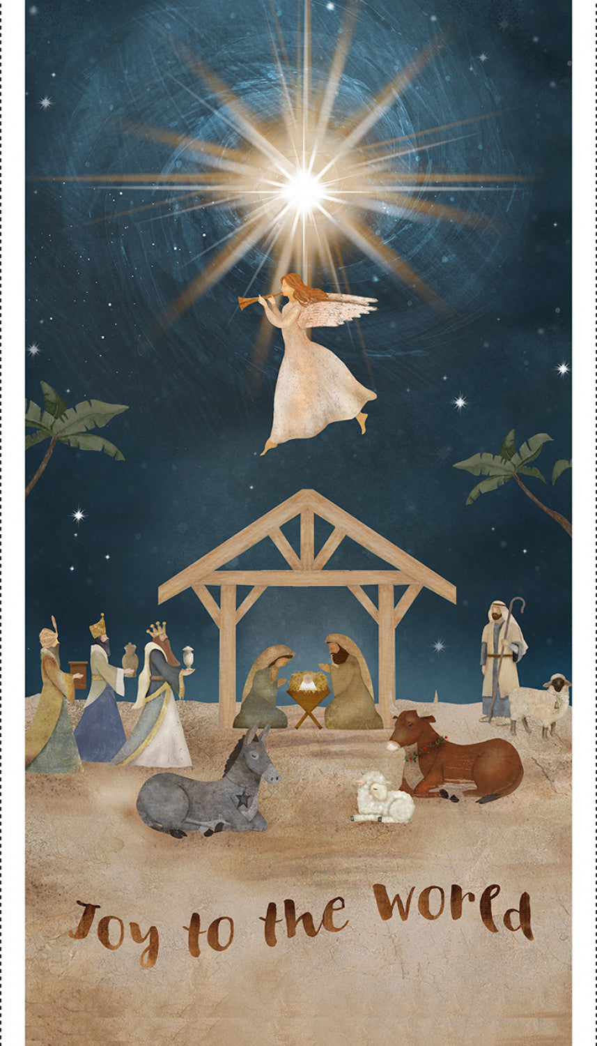 O' Holy Night Joy To The World Cotton Fabric Panel