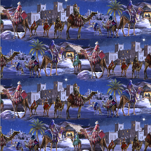 Let Us Adore Him Three King Voyage Cotton Fabric