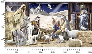 Let Us Adore Him Away In A Manger Cotton Fabric Panel