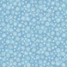 Silent Night Snowflakes Blue Cotton Fabric